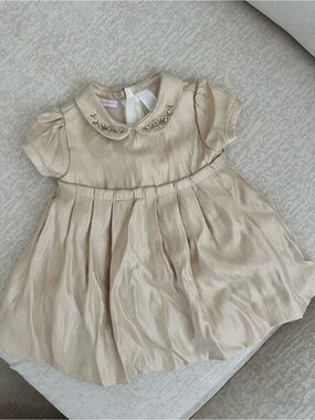 First Impressions Cream Embellished Peter Pan Collar Dress